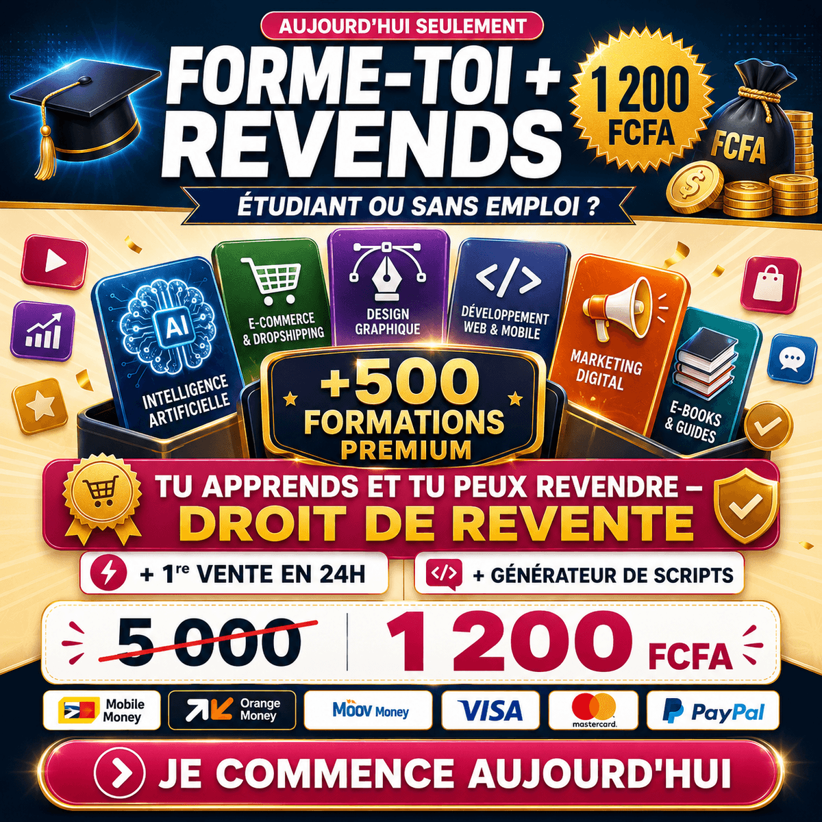 MÉGA RESSOURCES : +500 FORMATIONS ET LOGICIELS AVEC DROIT DE REVENTE